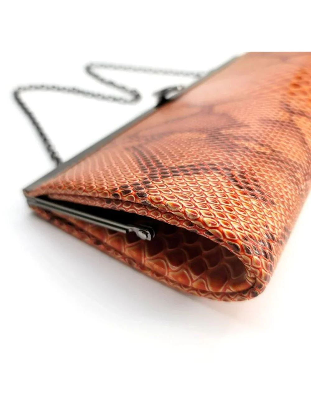 Vintage Lapis Handbag Purse Faux Snakeskin Brown Shoulder Bag Clutch VR609